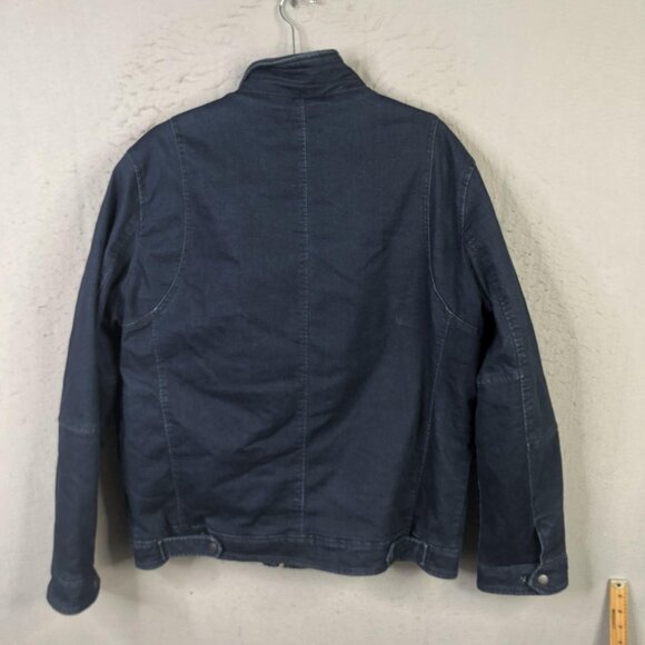 Levi's Jacket Mens Large Blue Denim Quilted Lined Zip Snap Front Stand Collar - Picture 2 of 16